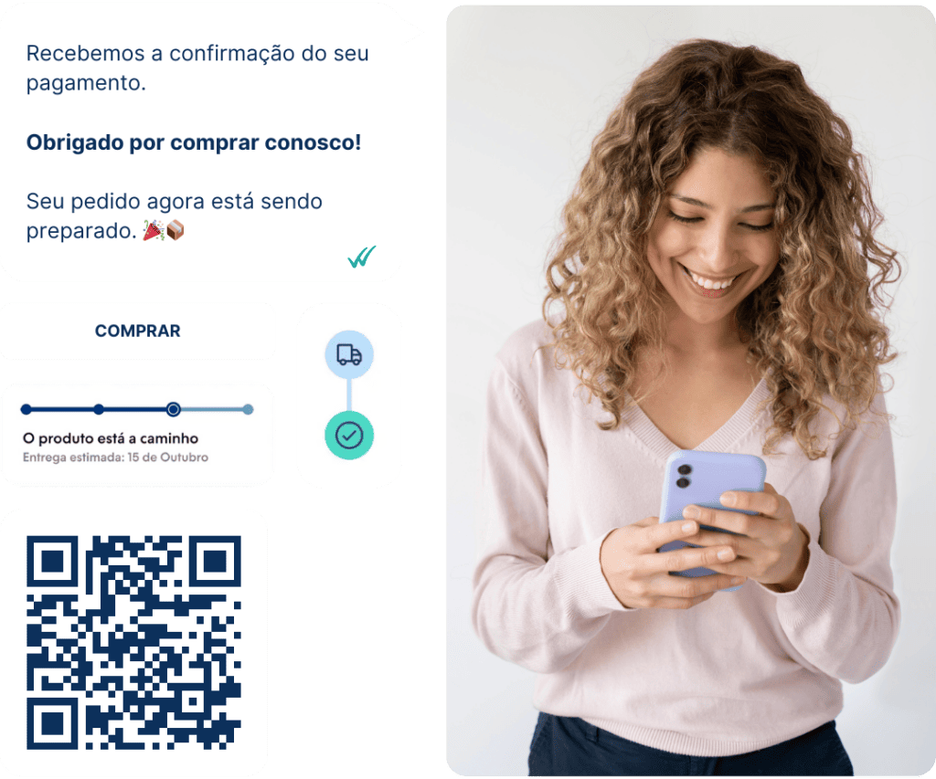 Mulher usando smartphone com aplicativo de e-commerce